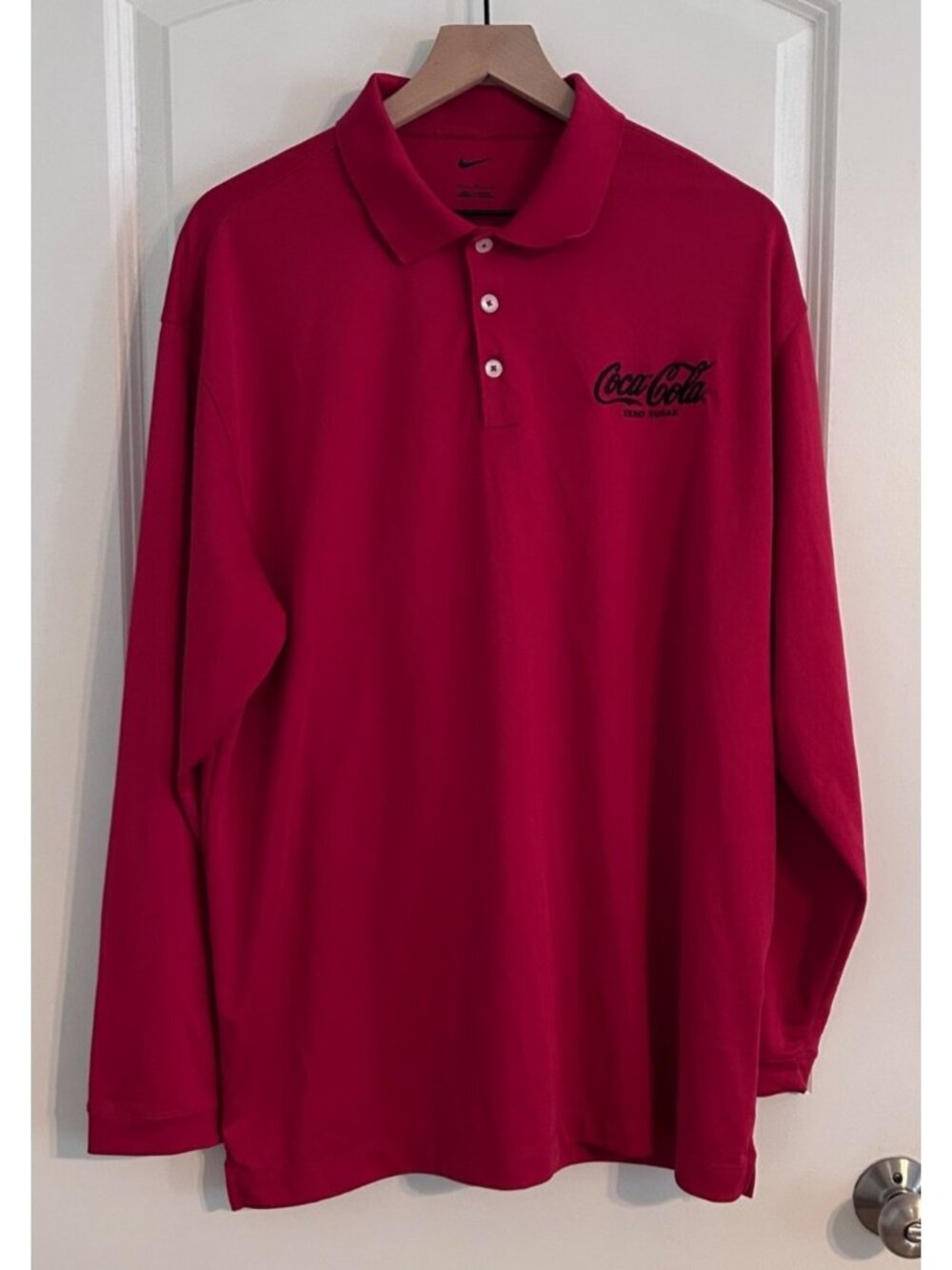 Nike Mens Coca-Cola Zero Sugar Coke Red Long-Sleeve Polo Shirt XL